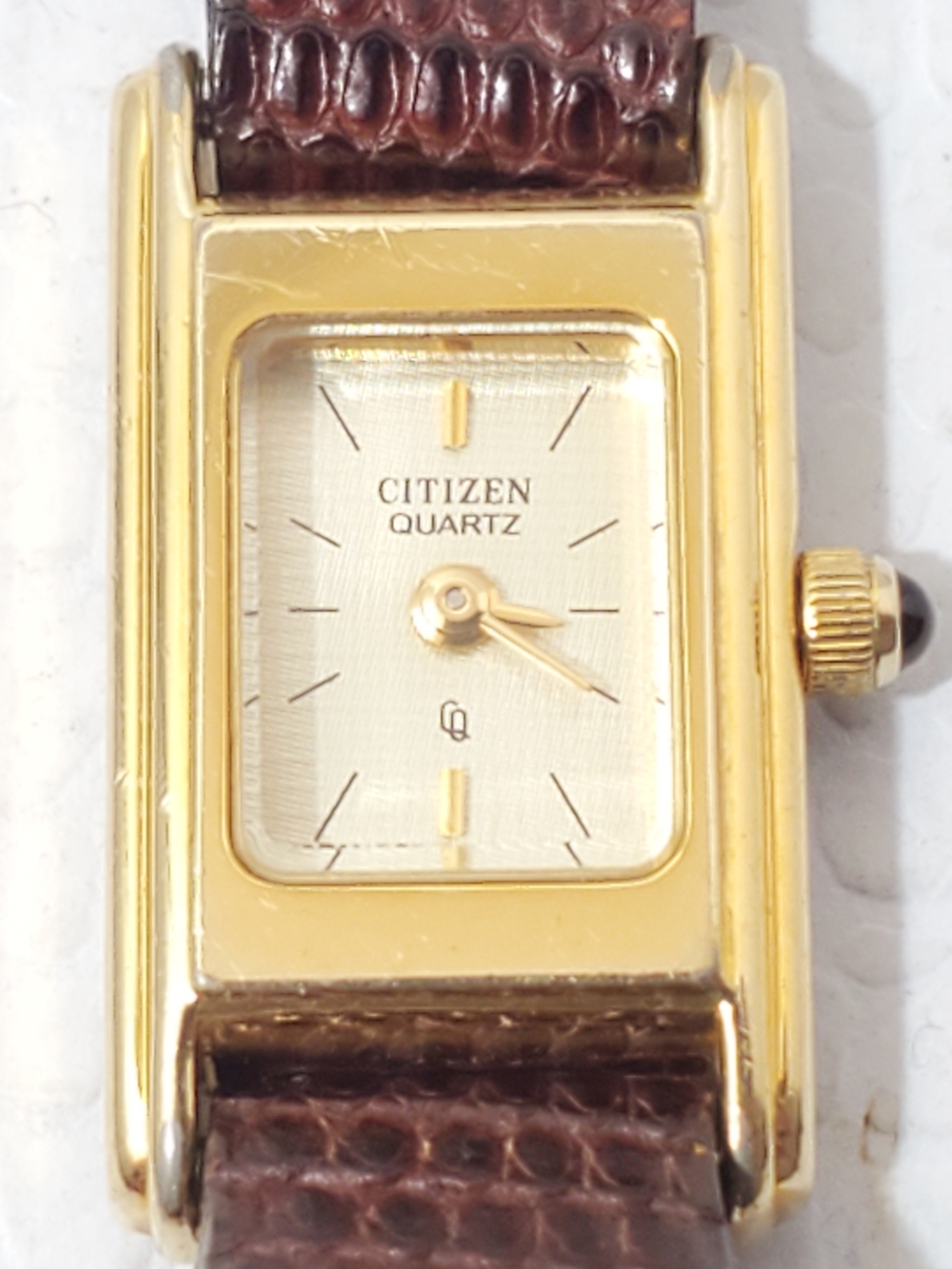 Vintage Citizen CQ Tank Women's Yellow Gold Plated Petite Watch Six Jewels